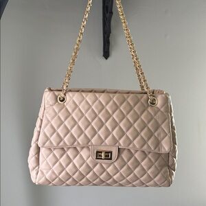 Quilted Tan Chain Strap Women's Bag